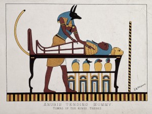 L0027403 Anubis tending mummy. Tombs of the Kings, Thebes